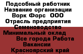 Подсобный работник › Название организации ­ Ворк Форс, ООО › Отрасль предприятия ­ Семеноводство › Минимальный оклад ­ 30 000 - Все города Работа » Вакансии   . Красноярский край,Железногорск г.